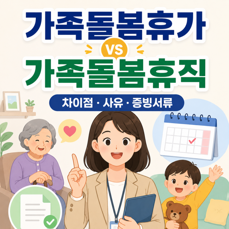 가족돌봄휴가와 가족돌봄휴직의 차이점, 사유, 증빙서류, 핵심정리