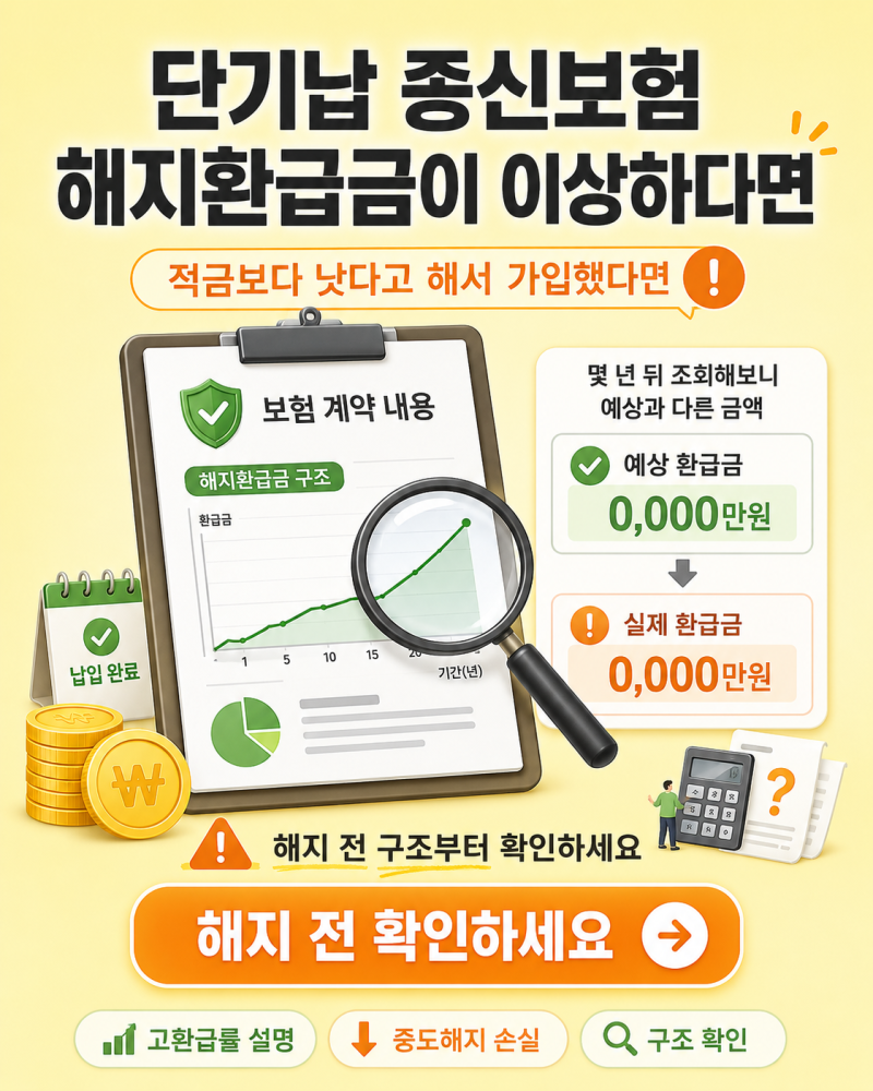 신한 모아더드림 단기납 플러스종신 해지환급금이 이상하다면