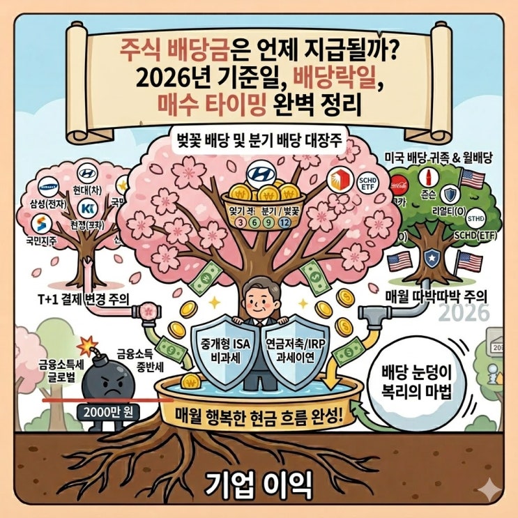  주식 배당금은 언제 지급될까? 2026년 기준일, 배당락일, 매수 타이밍 완벽 정리