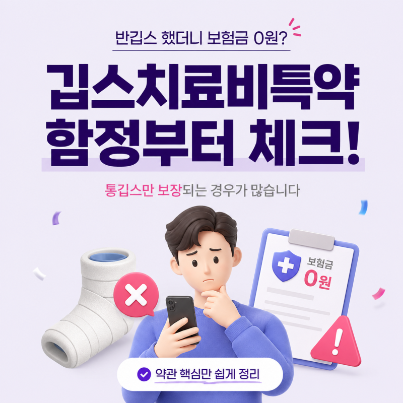 반깁스 했더니 보험금 0원? 깁스치료비특약 약관 함정 총정리