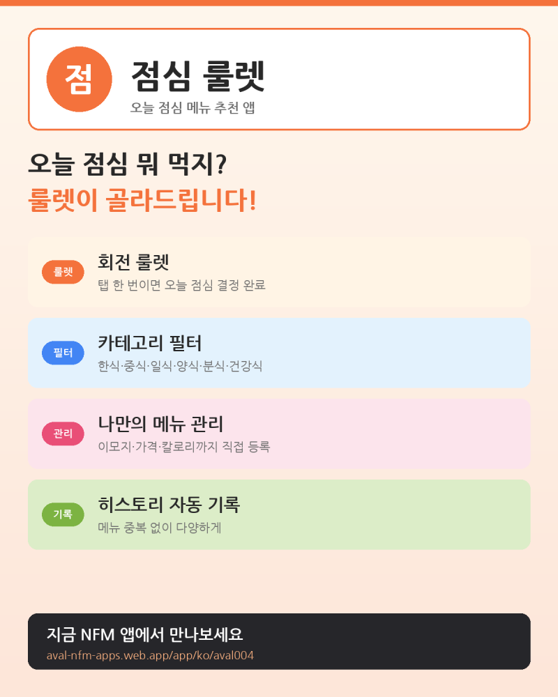 점심 룰렛 · 오늘 점심 메뉴 추천 앱