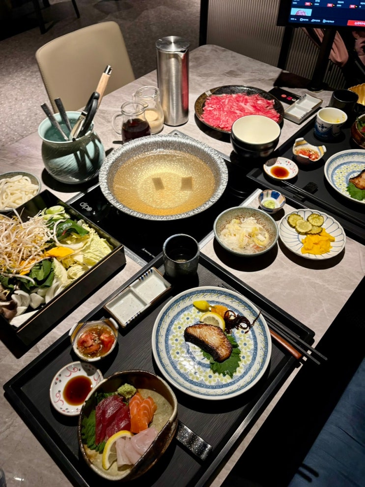  신사역 맛집 더 리버사이드 호텔 카와베 스키야키 한우 무한리필 샤브샤브 내돈내산