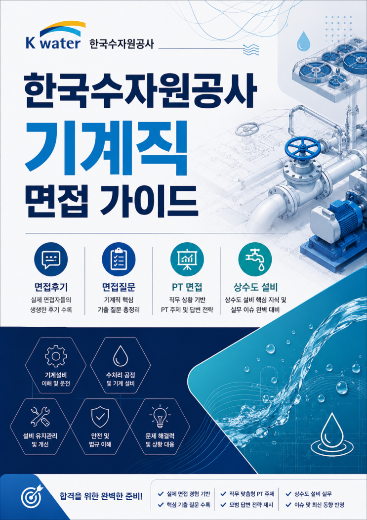  한국수자원공사 기계직 면접후기 (2026 채용대비), 이전에 출제되었던 PT주제 및 질문모음입니다.