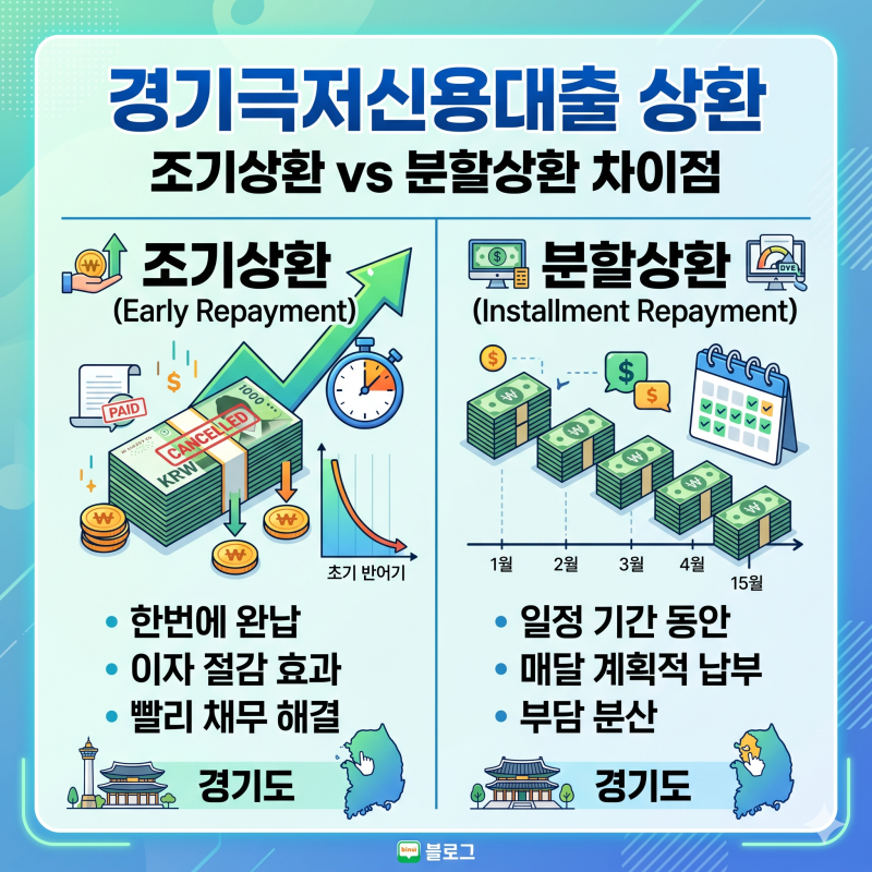 경기극저신용대출 상환, 조기상환과 분할상환 차이