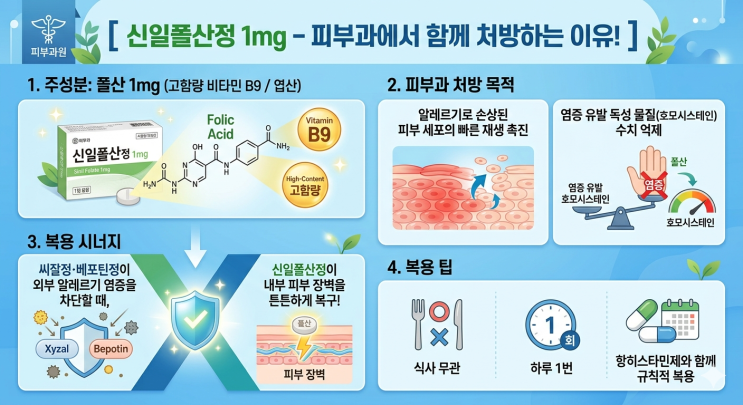  알레르기 피부염 처방약에 엽산이? 신일폴산정 1mg 효능과 피부 치료에 함께 처방되는 이유