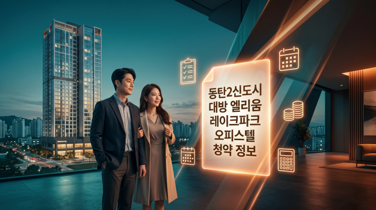  동탄2신도시 대방 엘리움 레이크파크 오피스텔 청약 총정리 | 6월 청약일정·분양가·청약자격 완벽 정리