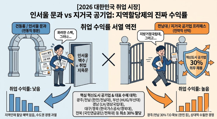 [지역할당제 팩트] 건동홍 버리고 전남대 간다고? 인서울 문과 백수와 지거국 공기업 취업의 진짜 현실