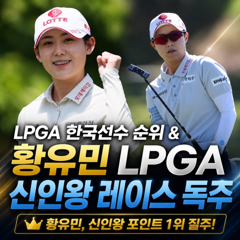 LPGA 여자골프세계랭킹] 대한민국 선수 순위 총정리! 황유민 신인왕 레이스 독주