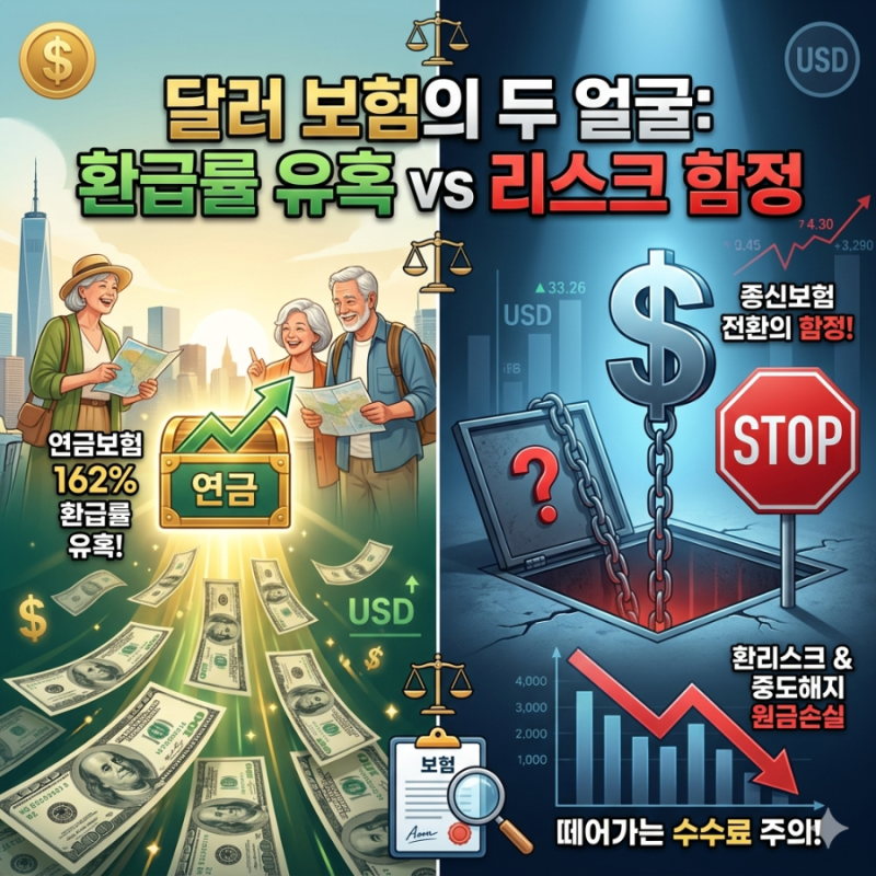 고환율 시대의 유혹, 달러 연금보험 162% 환급률의 비밀과 종신보험 전환의 함정.