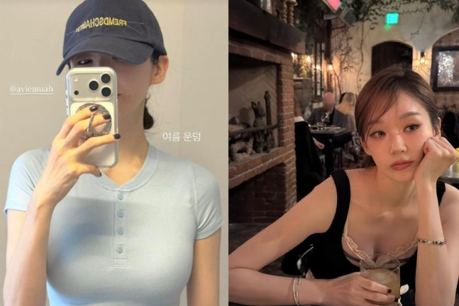다비치 강민경 여름 샌들룩 반팔티 청반바지 스타일링