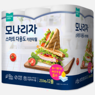  모나리자 스마트 다용도 키친타올 250매 12개 - 흡수력부터 위생까지 완벽한 선택