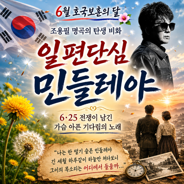 6월에 다시 듣는 <b>조용필</b> 〈<b>일편단심 민들레</b>야〉 — 심금을... 