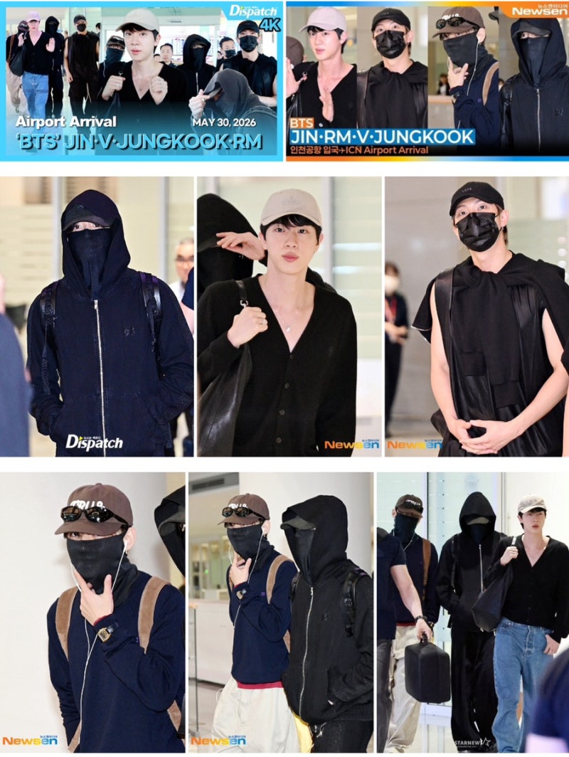 '방탄소년단' 진·알엠·뷔·정국('BTS' JIN·V·JUNGKOOK·RM ), 인천국제공항 입국
