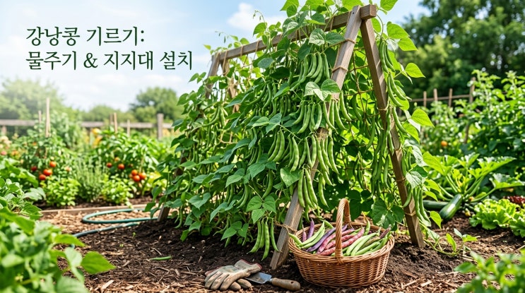 강낭콩 키우기 물주기 및 지주대 수확 시기