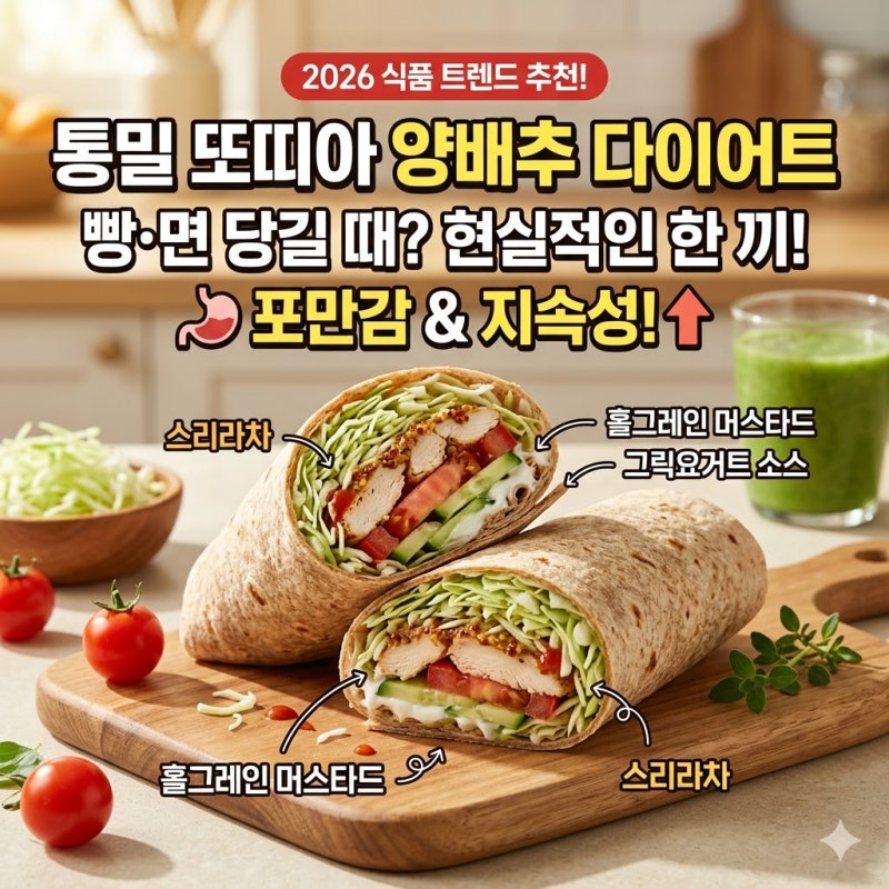 통밀 또띠아 양배추 다이어트, 포만감 좋은 한 끼 레시피