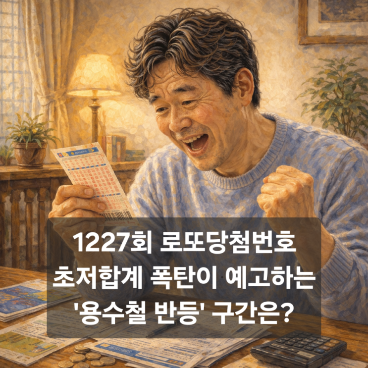 1226회 <b>로또당첨번호</b> 리뷰 및 <b>1227회</b> 전략 : 극단적 초저합계... 