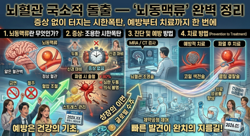 뇌혈관 국소적 돌출 — '뇌동맥류' 완벽 정리 — 증상 없이 터지는 시한폭탄, 예방부터 치료....