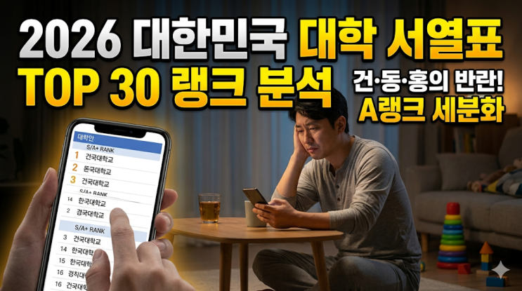 2026년 대한민국 대학 서열표와 TOP 30 순위, 쌍둥이 아빠의 현실적인 학비 걱정