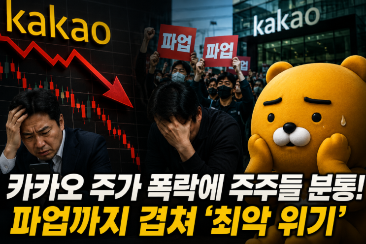  카카오 주가 폭락에 주주들 분통! 파업까지 겹쳐 '최악 위기'