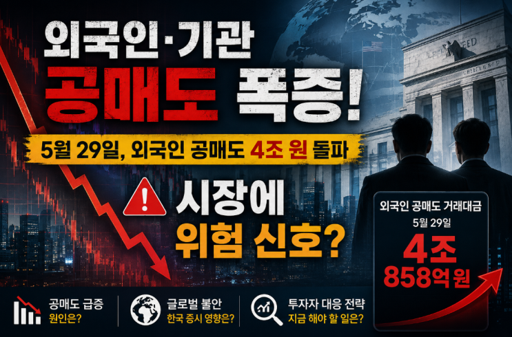  외국인 공매도 4조 돌파, 갑자기 늘어난 공매도 거래대금, 시장에 보내는 위험 신호일까 주목