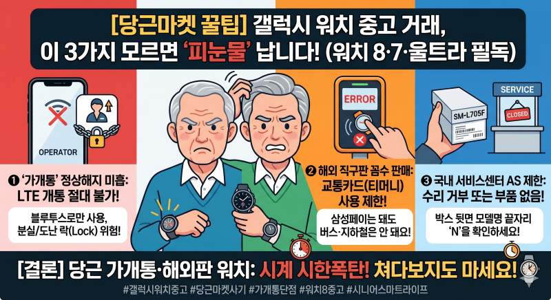 [당근마켓 꿀팁] 갤럭시 워치 중고·미사용품 살 때 '이것' 모르면 해외판·가개통 사기 당합....