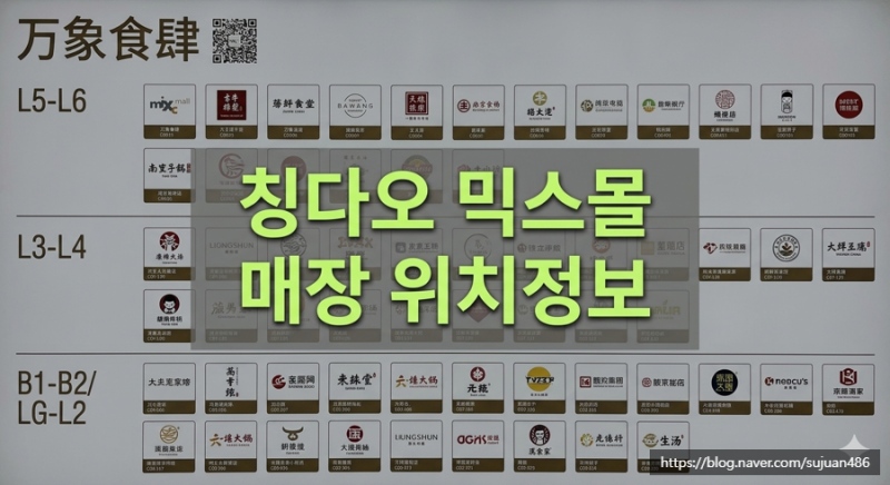 칭다오 믹스몰 완샹청 맛집 카페 층별 리스트 총정리(루위, 홀리랜드, 와우뷰티, 차지, 루이....