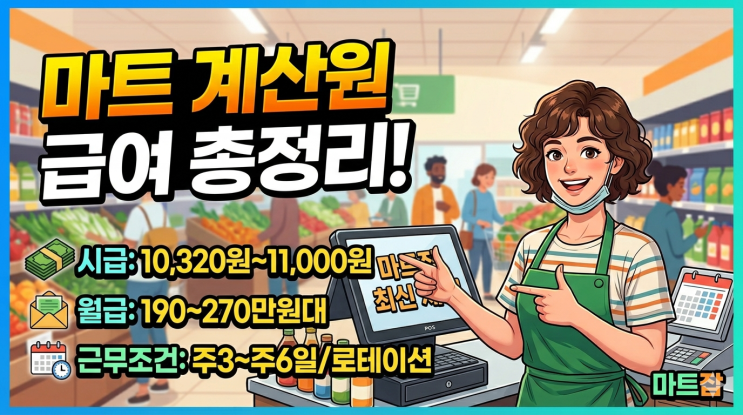  [마트잡] 마트 계산원·캐셔 급여 총정리! (시급, 월급, 근무 조건 트렌드 분석)