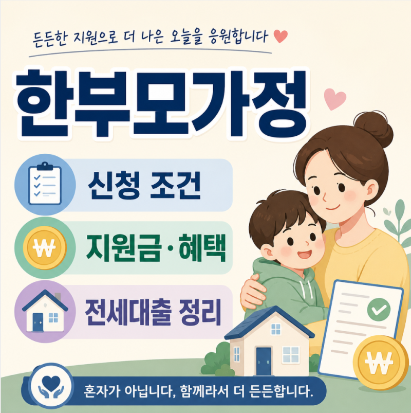 한부모가정 신청 조건 지원금 혜택 복지 전세대출 정리