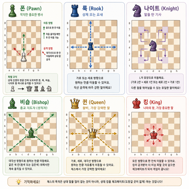 체스 초보도 10분 만에 이해하는 체스 규칙, 6살도 시작할 수 있는 체스 입문, 말 움직이는 법 ....