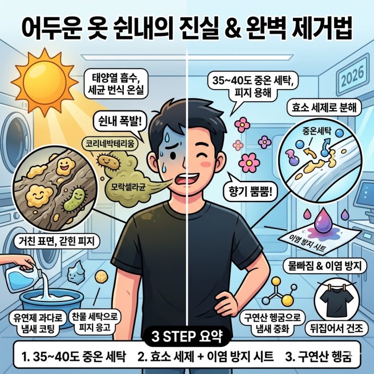  어두운 색, 검은색 옷에서만 유독 쉰내가 나는 이유와 완벽 제거 세탁법