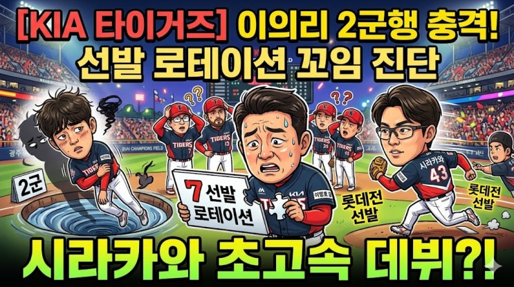  [KIA 타이거즈] 이의리 2군행 충격, 시라카와 조기 투입으로 스텝 꼬인 선발 로테이션 진단