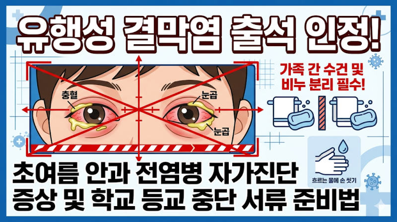 "눈곱 끼고 가렵다고 비비면 전멸" 초여름 유행성 결막염(아폴로눈병) 자가 진단 및 학교 등....