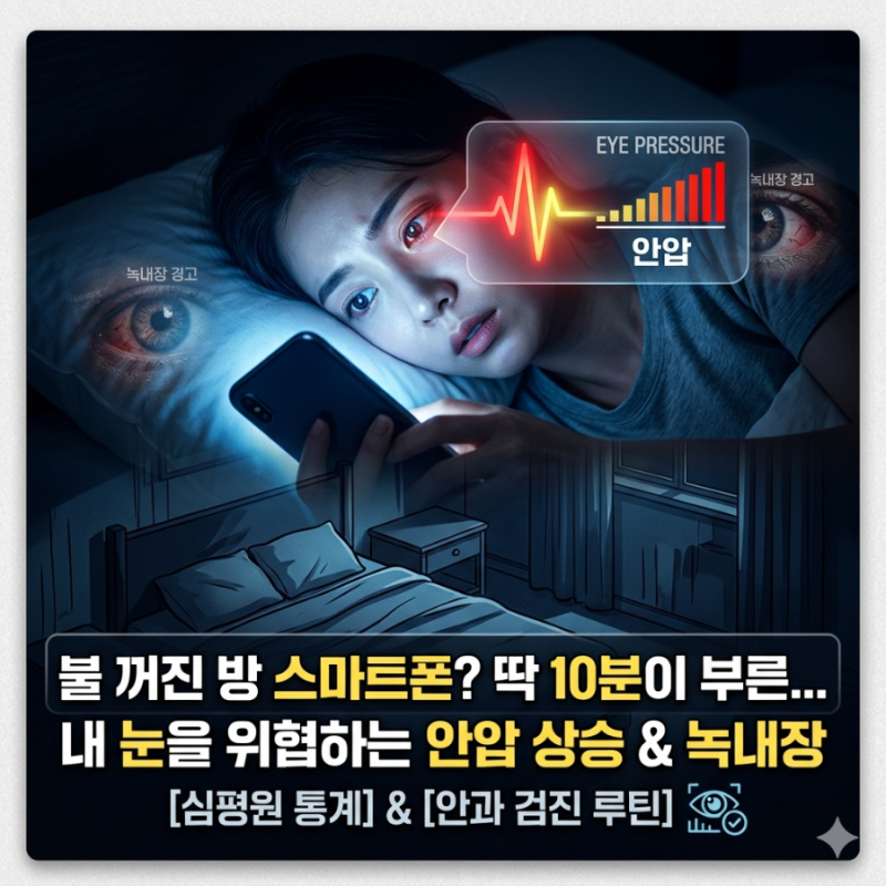 어두운 방 침대 스마트폰 10분이 부른 녹내장 증상, 안압 낮추는 법과 실제 정기검진 후기 (심....