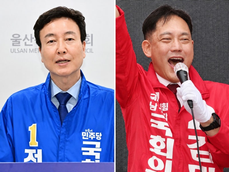 "단 1.3% 피 말리는 승부!" 울산 남구갑 여론조사 지지율 민주당 전태진 40.7% 국민의힘 김태규 3....