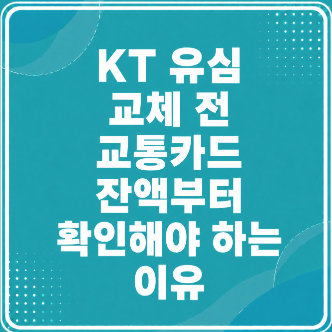 KT 유심 교체 전 교통카드 잔액부터 확인해야 하는 이유