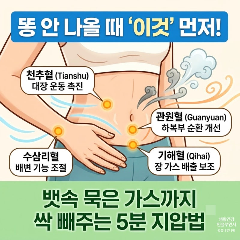 똥안나올때 집에서 5분만에 끝내는 배마사지와 배지압법
