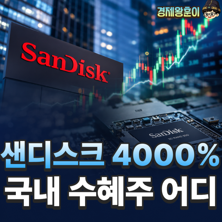  샌디스크 주가 전망 4000% 폭등 관련 수혜주 TOP5