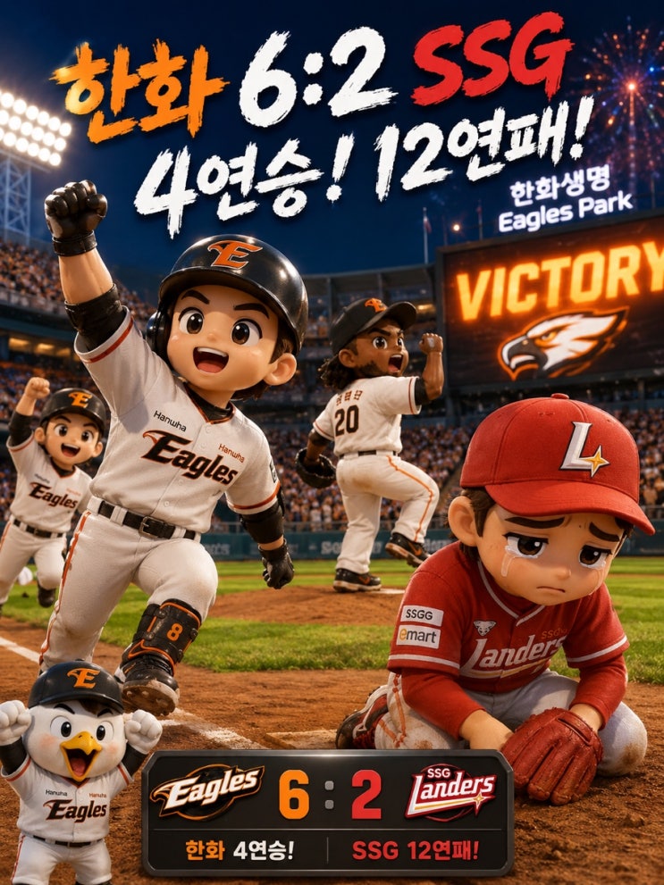 <b>한화</b> 이글스 4연승 질주!  <b>SSG</b>... 맹활약으로 시리즈 <b>싹쓸이</b>