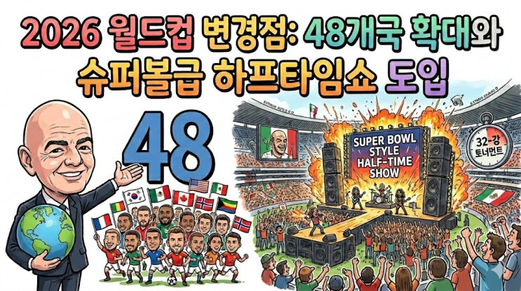  2026 월드컵 변경점: 48개국 확대와 슈퍼볼급 하프타임쇼 도입