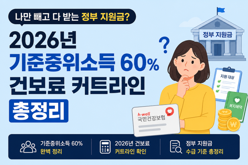 "나만 빼고 다 받는 정부 지원금? 2026년 기준중위소득 60% 건보료 커트라인 총정리"