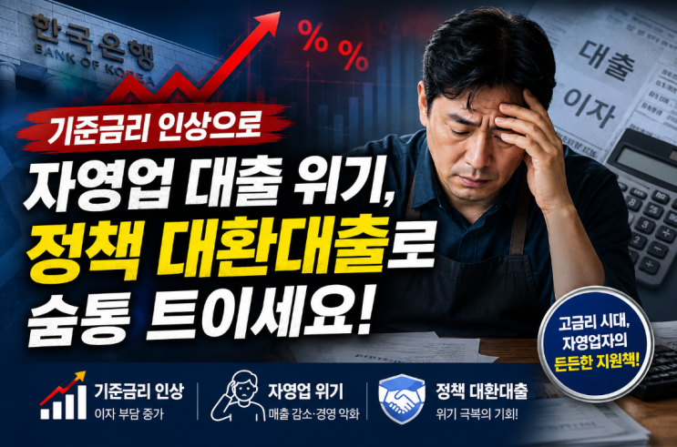  기준금리 인상 후 자영업 대출 위기, 숨통 트이는 '정책 대환대출' 이것부터 아세요