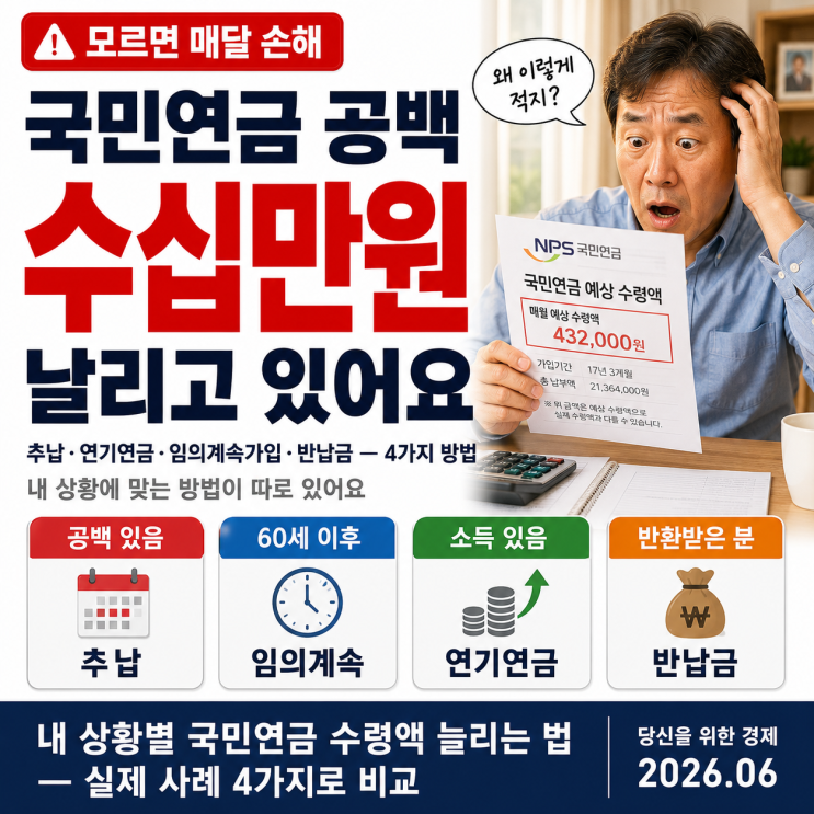  국민연금 공백 있는사람 이거 모르면 매달 수십만원 날린다