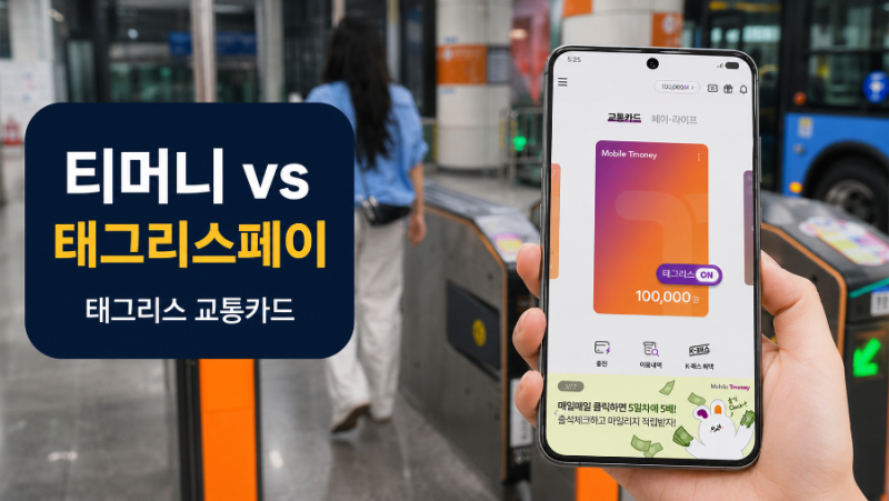 태그리스 교통카드 티머니와 태그리스페이 차이