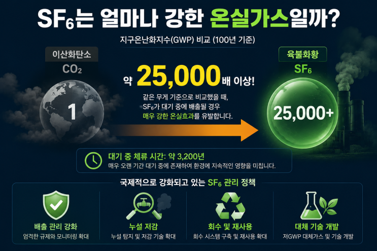  CO₂보다 25,000배 강한 온실가스, SF₆