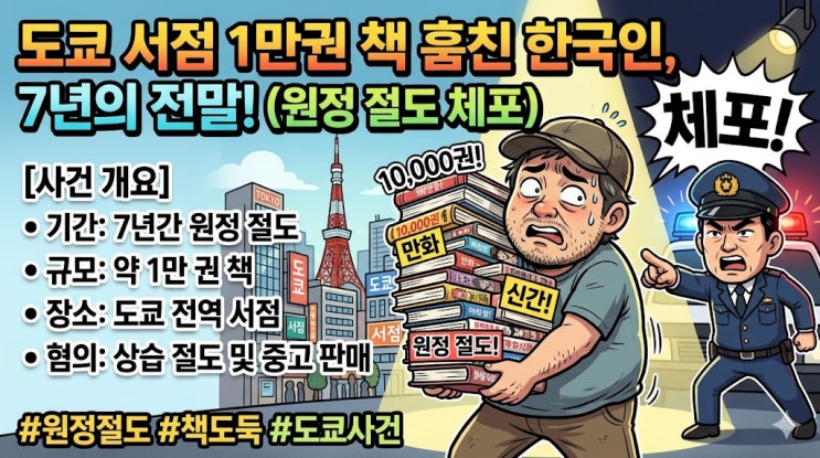  일본 도쿄 서점서 책 1만 권 훔친 40대 한국인 체포, 7년간 원정 절도 행각의 전말