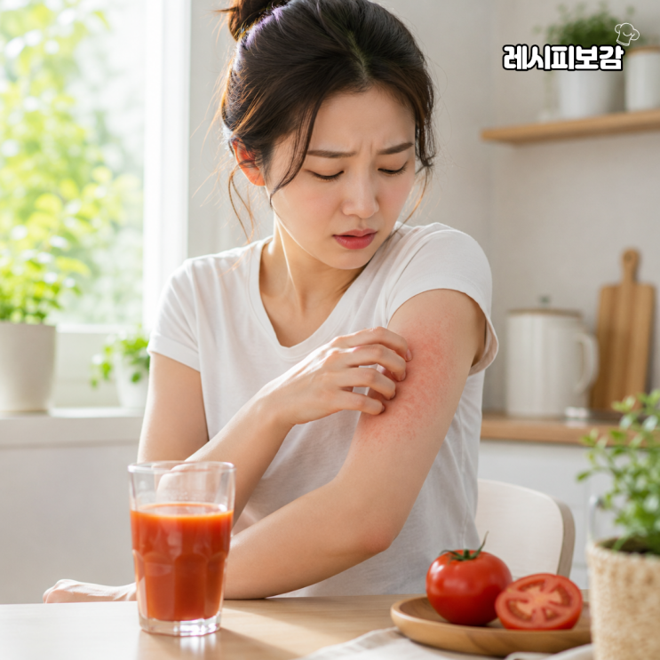  아침에 익힌 토마토 주스 끊었더니 피부가 달라졌어요