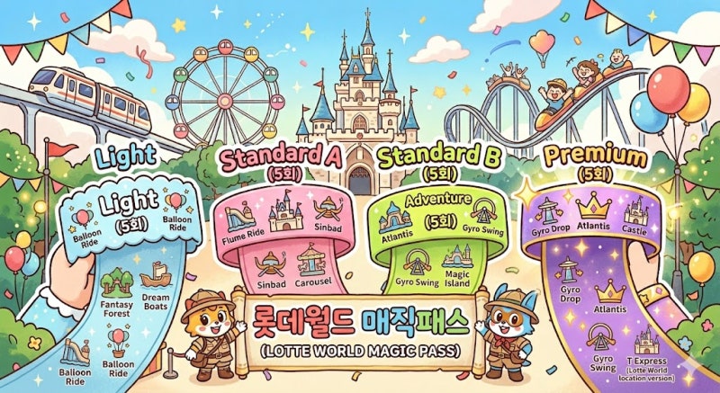 롯데월드, 에버랜드, 캐리비안베이 매직패스 최신 업뎃