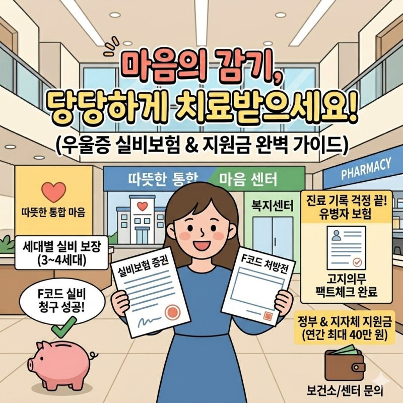 우울증 정신과 실비보험 청구 가능할까? F코드 진료기록과 2026 보장 기준 총정리