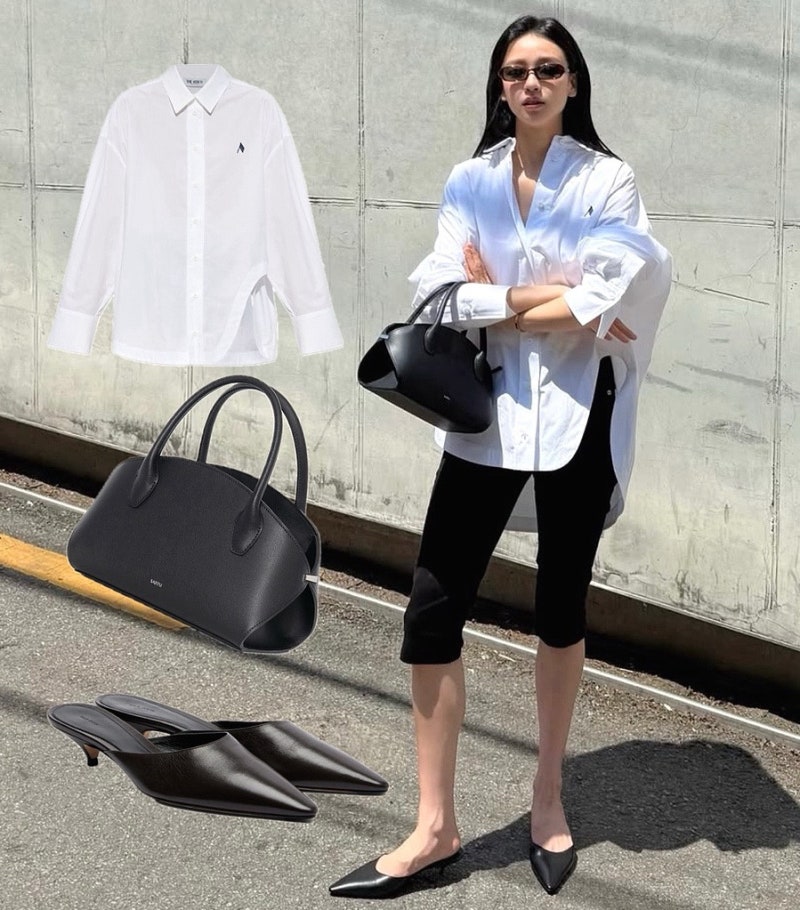 손연재 셔츠 어디꺼? 카프리팬츠와 찰떡인 디 아티코 화이트 셔츠 코디