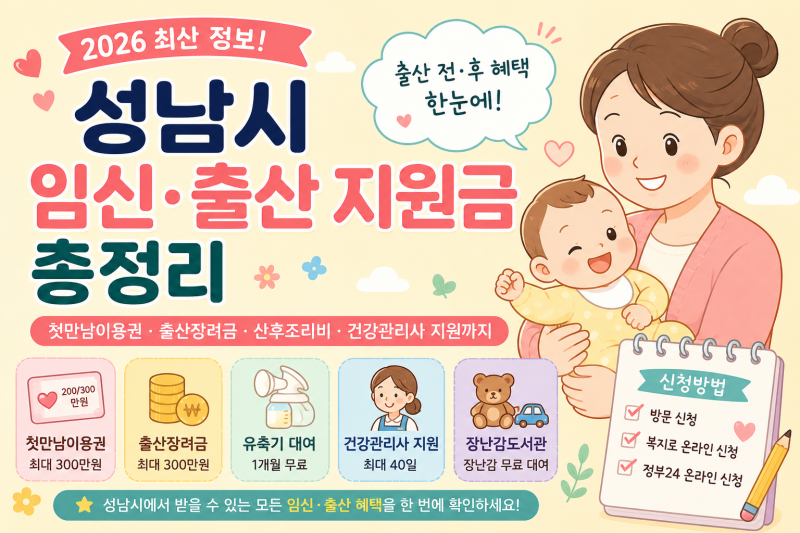 2026 성남시 임신 출산 지원금 총정리｜첫만남이용권·출산장려금·산후조리비·산모도우미까....